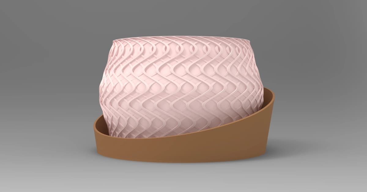 Geometric Wave Planter with Base 3D Parametric Model
